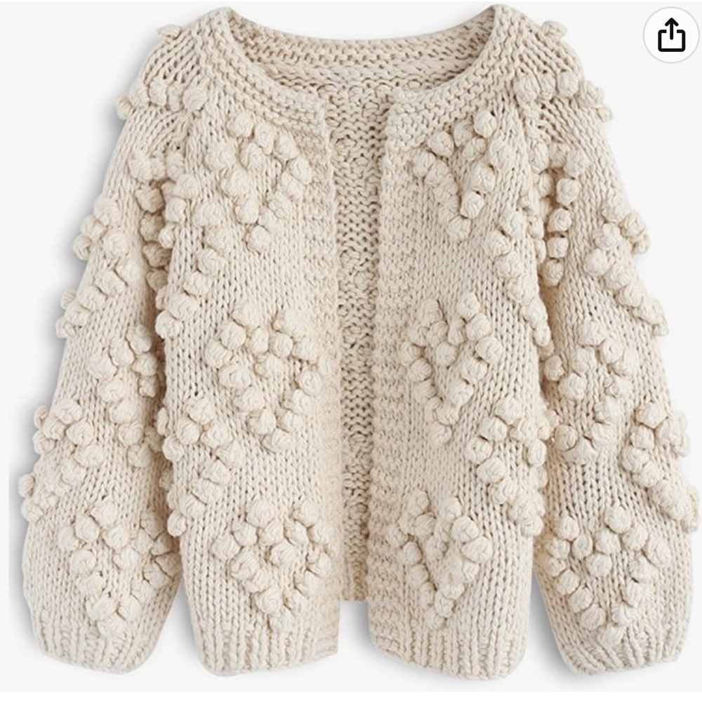 Hand Knit Open Front Cardigan - Picture 3 of 7
